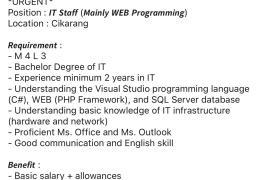 Lowongan Pekerjaan PT. TRUST TECH ENGINEERING SERVICE INDONESIA