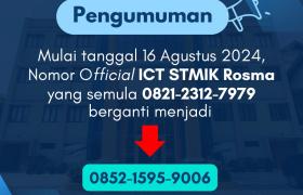 Pengumuman Perubahan Nomor Official ICT STMIK Rosma