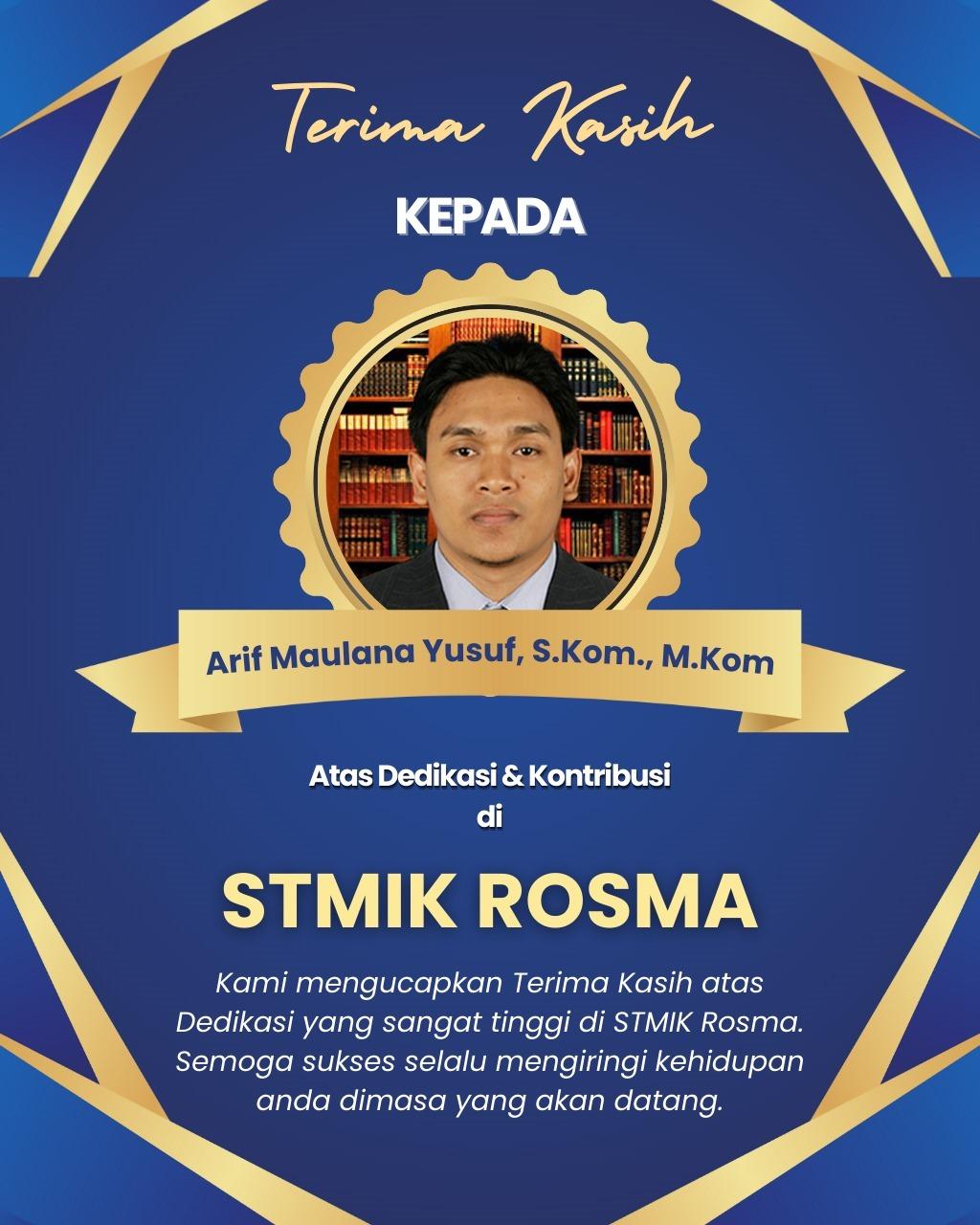 Selamat & Sukses Bapak Arif Maulana Yusuf, S.Kom., M.Kom